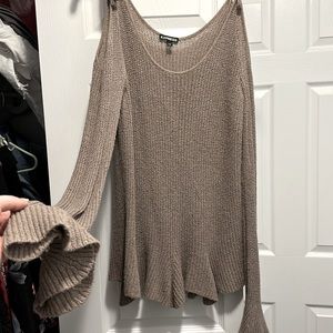 Fun knit long sleeve with cut outs on shoulder